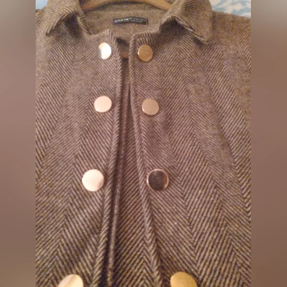 SHEIN Peplum Brown Woven‎ Jacket Lrg Business Academia Dark Y2K Winter Coquette